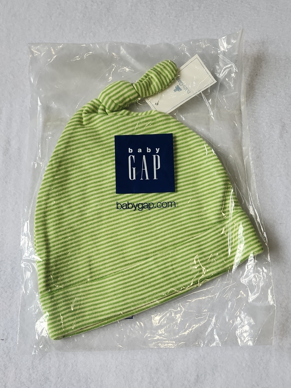 GAP Baby Green Striped Knot Beanie